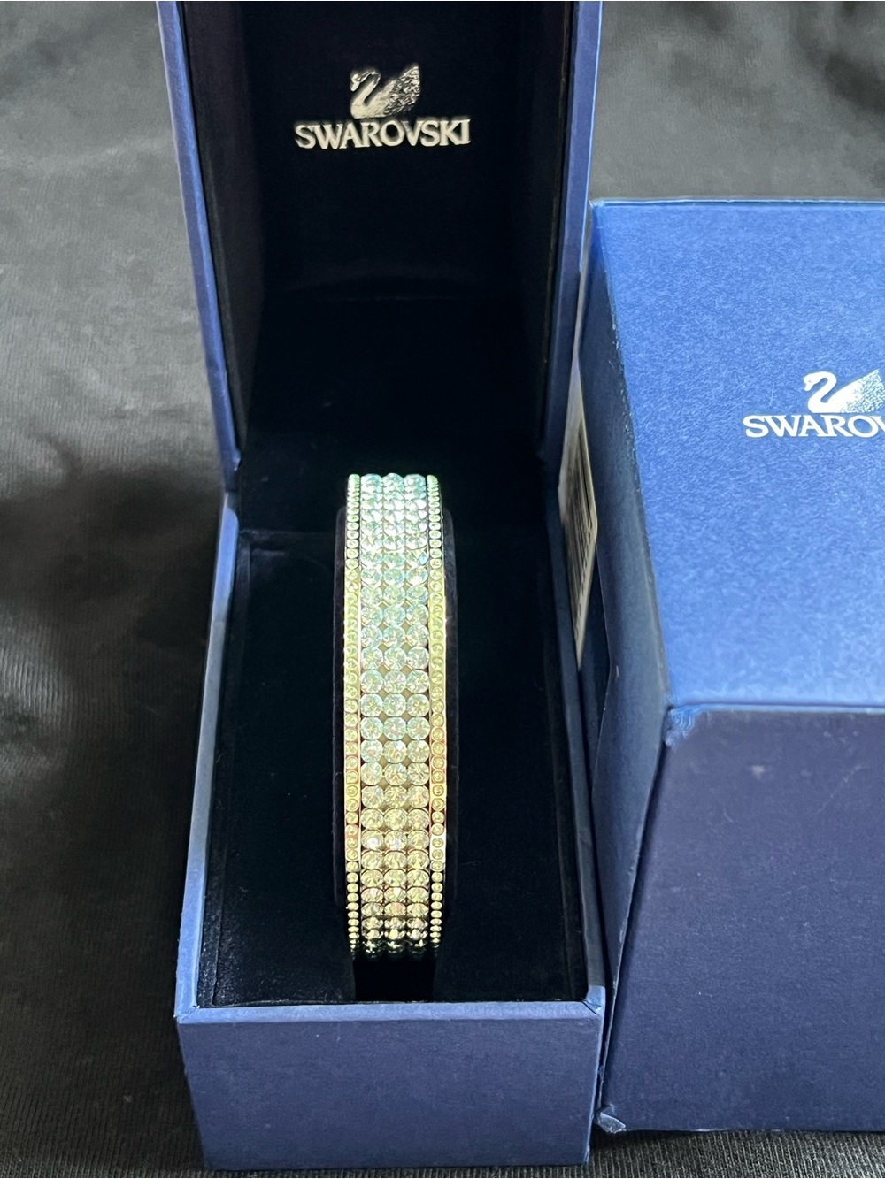 Swarovski Pavรฉ Crystal Bangle in Silver Tone 6 cm